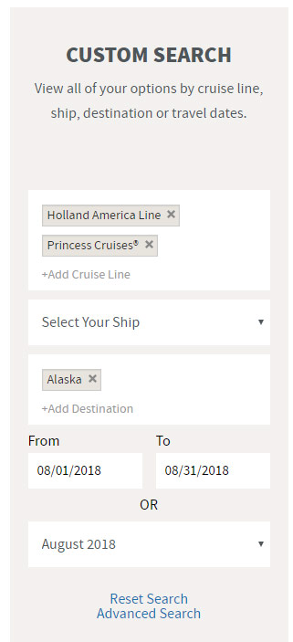 Cruise Finder Custom Search