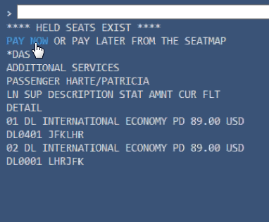 Deferred Payment on Seats